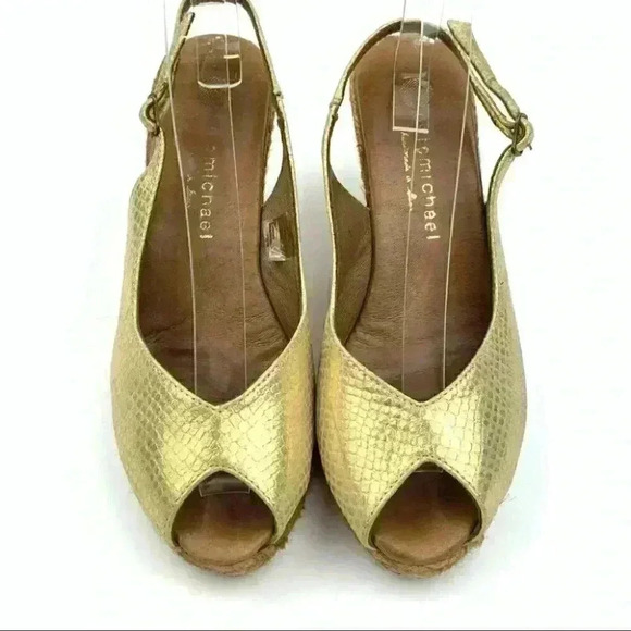 Eric Michael Espadrilles gold leather snake print - Picture 3 of 12